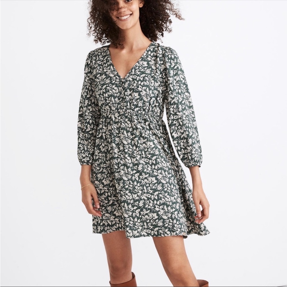 Madewell V Neck Floral Minidress size Large NWT